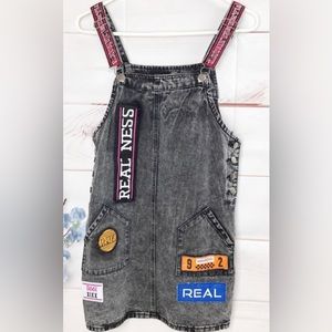 Forever 21 acid wash overall dress skirt